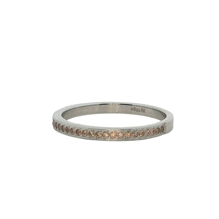 Edelstahl Ring 2 mm mit hellbraunen Zirkonia