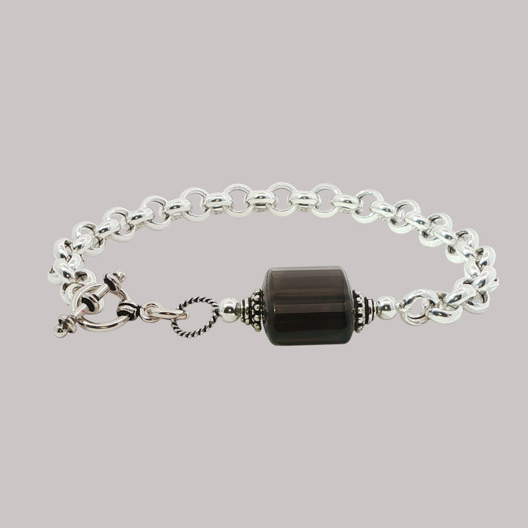 7 mm VALOREA ROLO Armband mit Rauchquarz