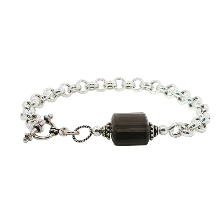 7 mm VALOREA ROLO Armband mit Rauchquarz
