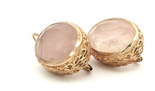 Ovale Ohrringe mit Rosenquarz