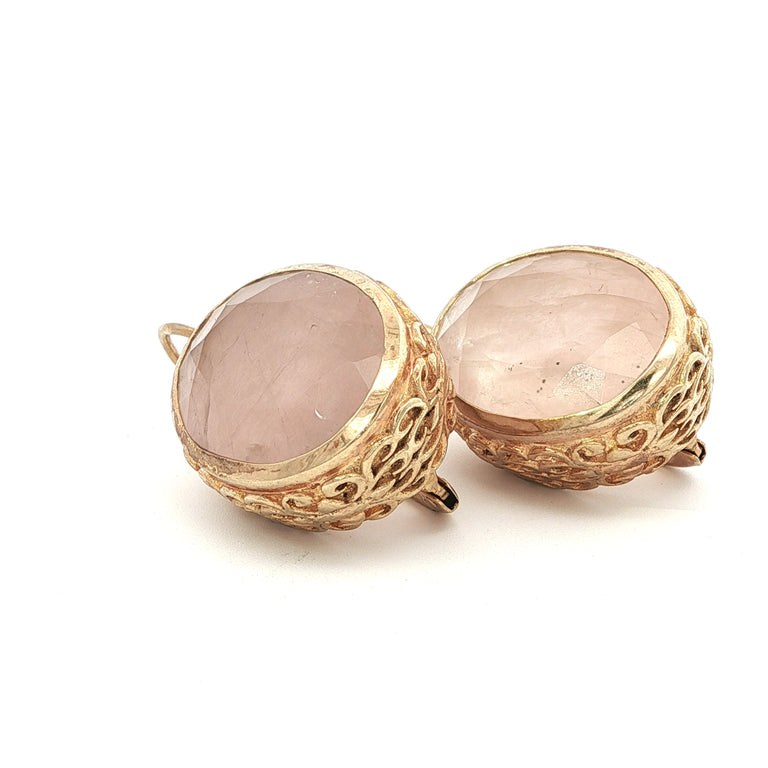 Ovale Ohrringe mit Rosenquarz