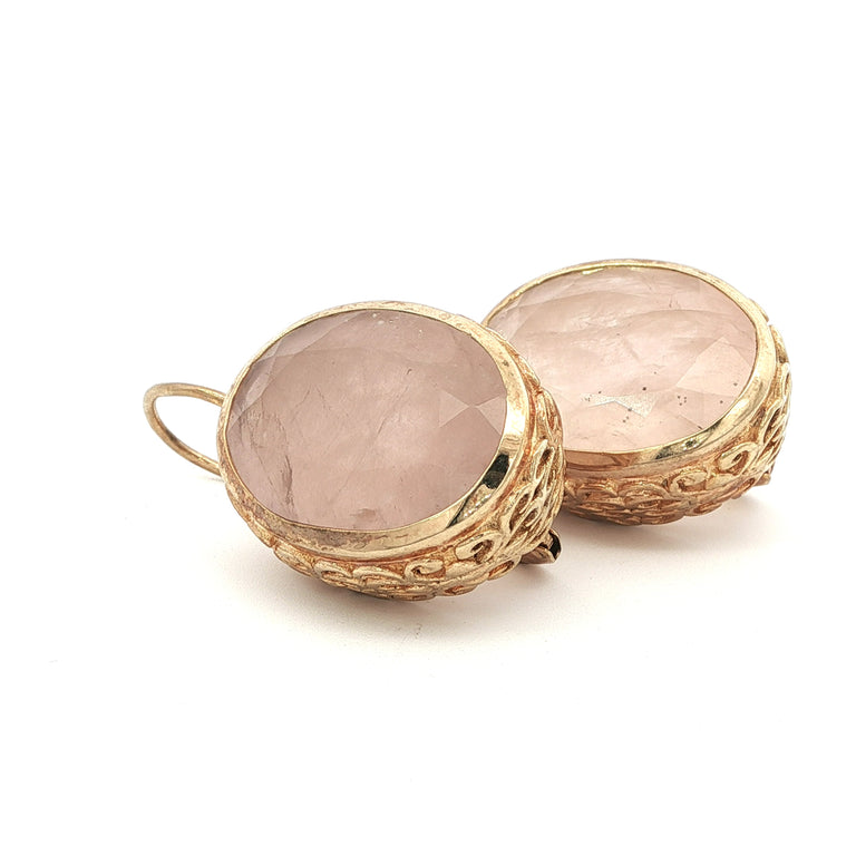 Ovale Ohrringe mit Rosenquarz