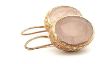 Ovale Ohrringe mit Rosenquarz