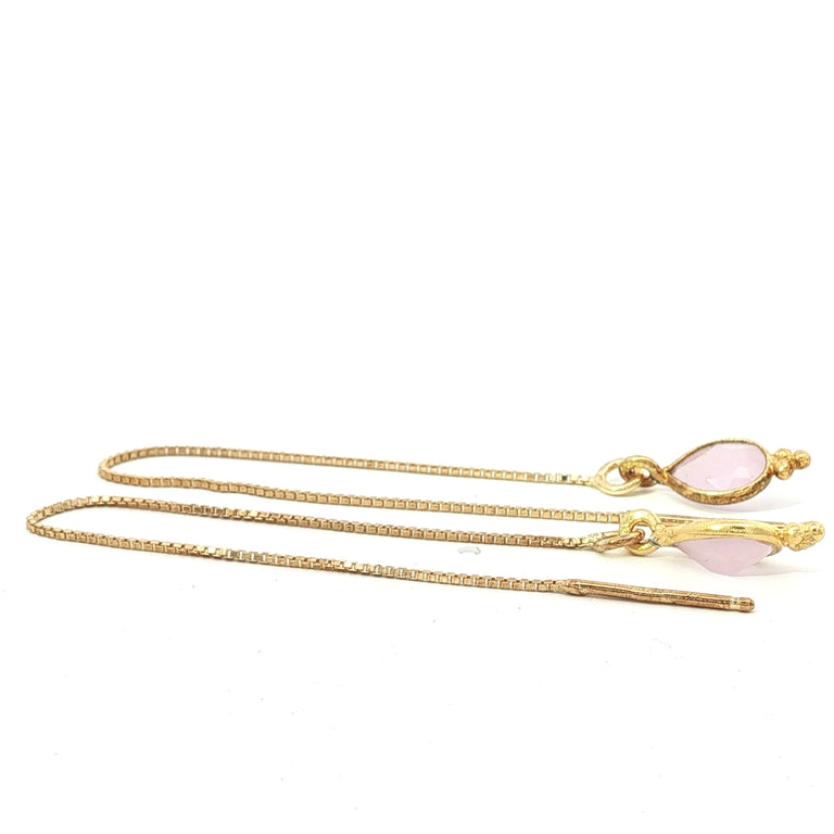 Lange Ohrhänger mit rosa Chalzedon