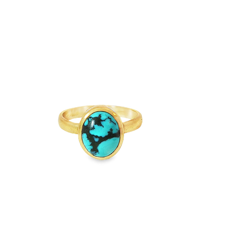 Unikat-Ring mit Türkis – 925 Silber vergoldet