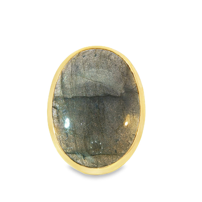 Statement Unikat-Ring mit Labradorit  – 925 Silber vergoldet