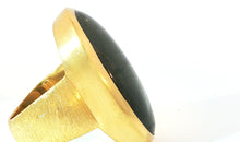 Statement Unikat-Ring mit Labradorit  – 925 Silber vergoldet