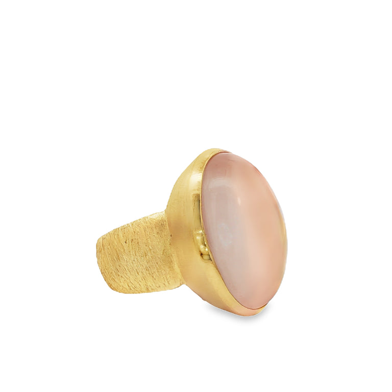 Unikat-Ring mit Rosenquarz  – 925 Silber vergoldet