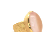 Unikat-Ring mit Rosenquarz  – 925 Silber vergoldet