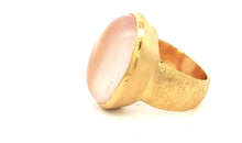 Unikat-Ring mit Rosenquarz  – 925 Silber vergoldet