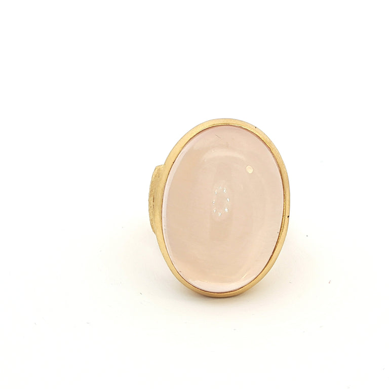 Unikat-Ring mit Rosenquarz  – 925 Silber vergoldet