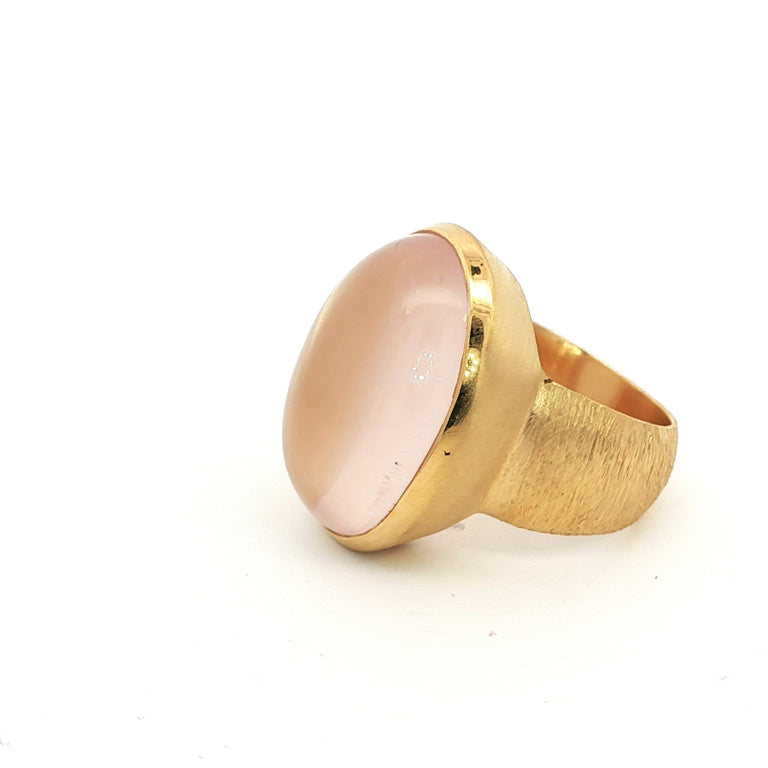 Unikat-Ring mit Rosenquarz  – 925 Silber vergoldet