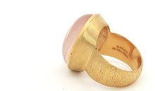 Unikat-Ring mit Rosenquarz  – 925 Silber vergoldet