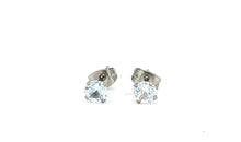 Antiallergene Edelstahl Ohrstecker mit 5 mm Zirkonia