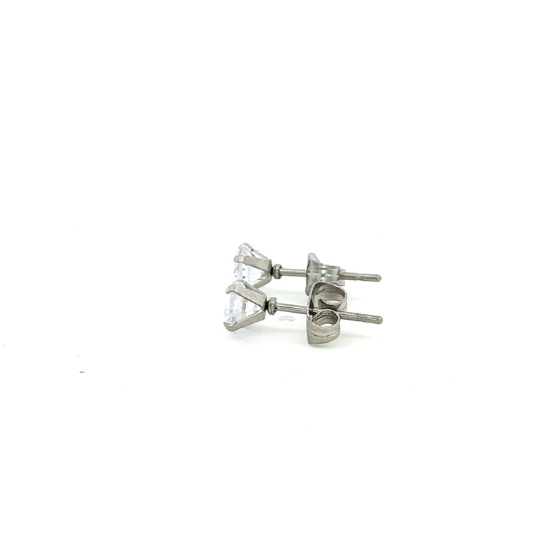 Antiallergene Edelstahl Ohrstecker mit 5 mm Zirkonia