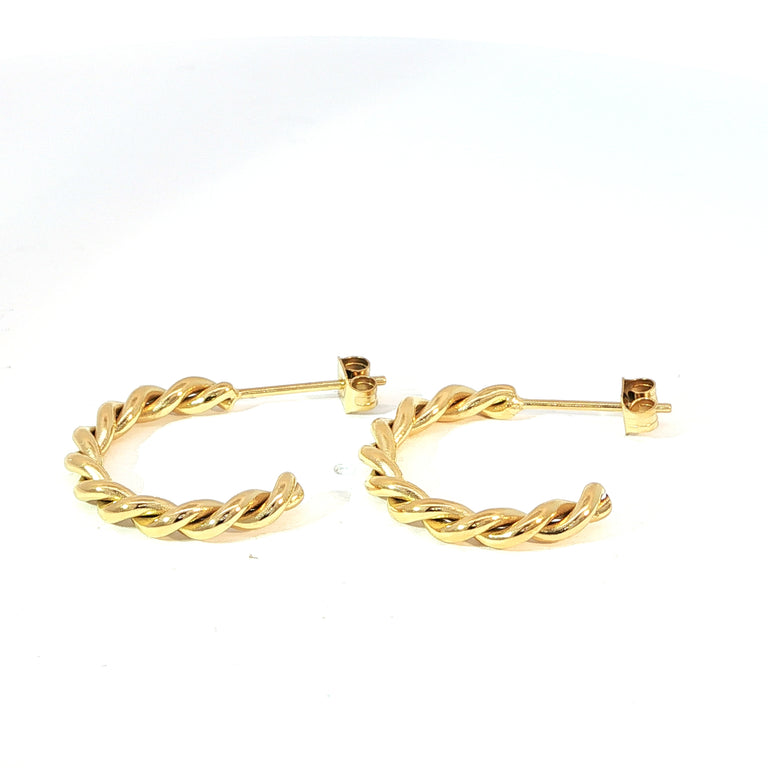 Halbcreolen – Twisted Design, Edelstahl vergoldet