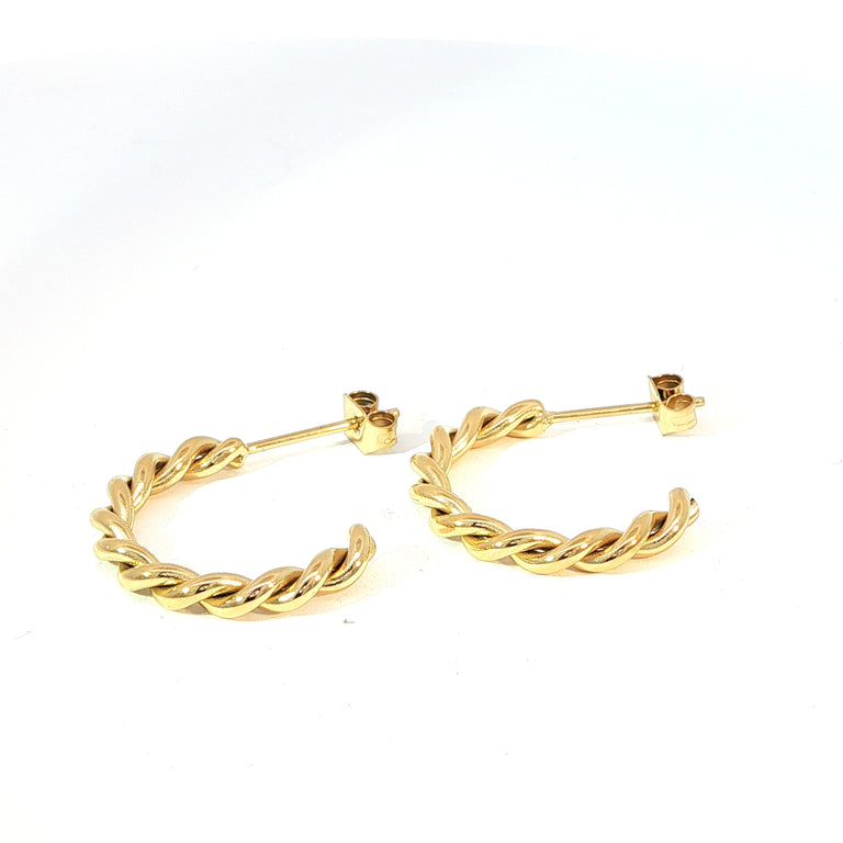 Halbcreolen – Twisted Design, Edelstahl vergoldet