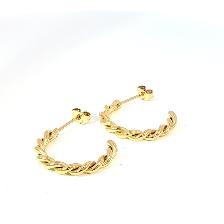 Halbcreolen – Twisted Design, Edelstahl vergoldet