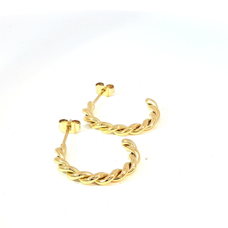 Halbcreolen – Twisted Design, Edelstahl vergoldet