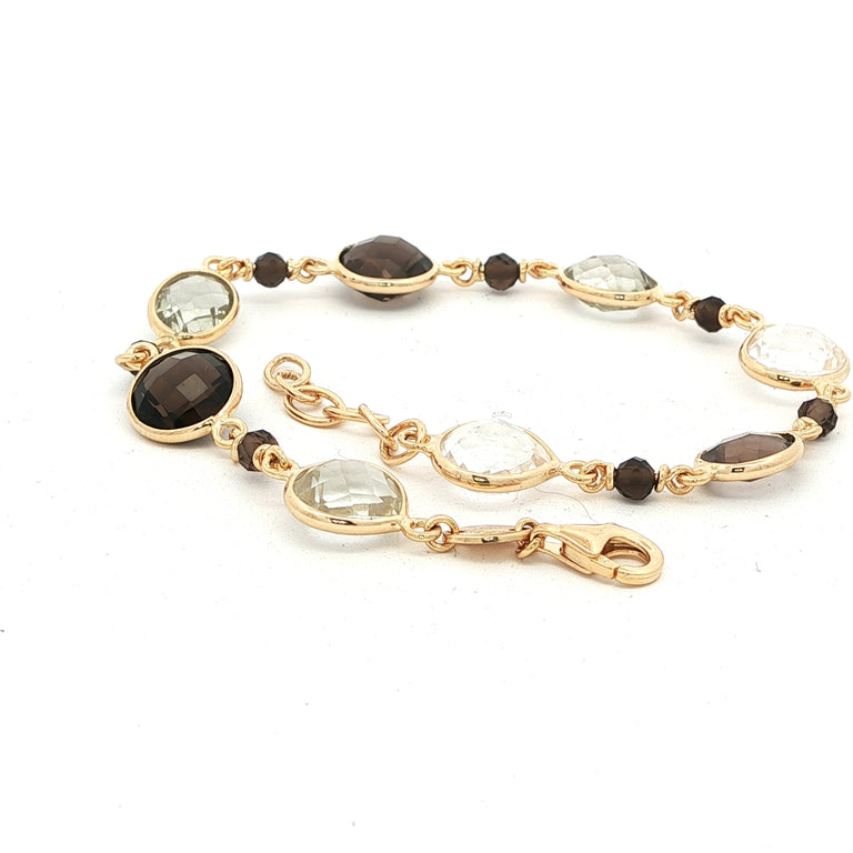 ROSARY – Silberarmband mit Rauchquarz & grünem Amethyst