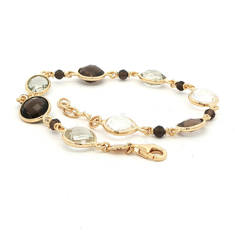 ROSARY – Silberarmband mit Rauchquarz & grünem Amethyst