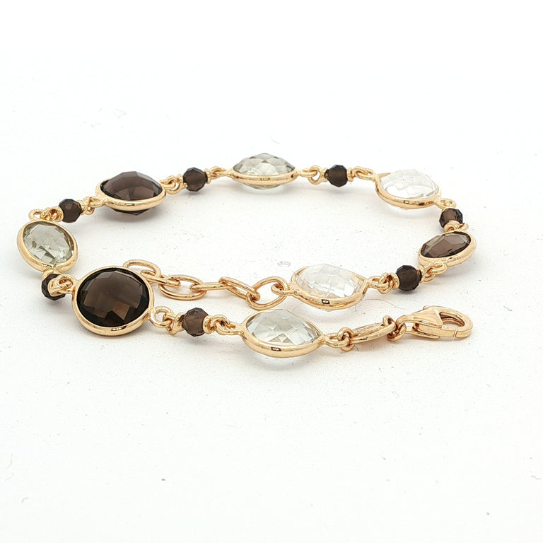 ROSARY – Silberarmband mit Rauchquarz & grünem Amethyst