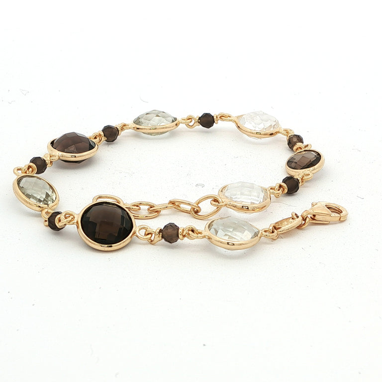 ROSARY – Silberarmband mit Rauchquarz & grünem Amethyst