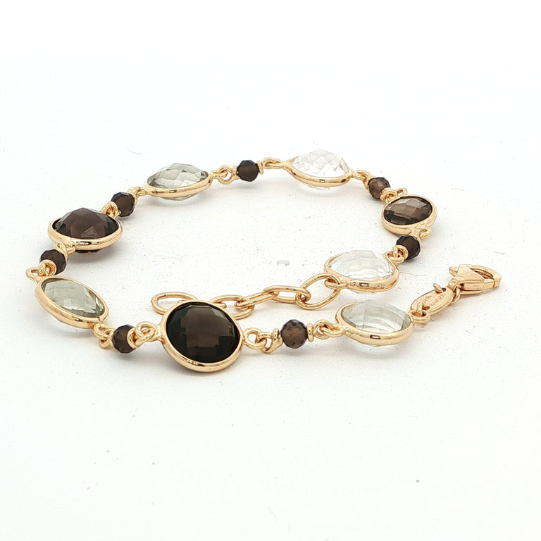 ROSARY – Silberarmband mit Rauchquarz & grünem Amethyst