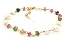 Armkette ROSARY mit Perlen und farbigen  Turmalinen