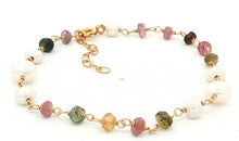 Armkette ROSARY mit Perlen und farbigen  Turmalinen