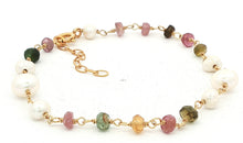 Armkette ROSARY mit Perlen und farbigen  Turmalinen