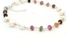 Armkette ROSARY mit Perlen und farbigen  Turmalinen