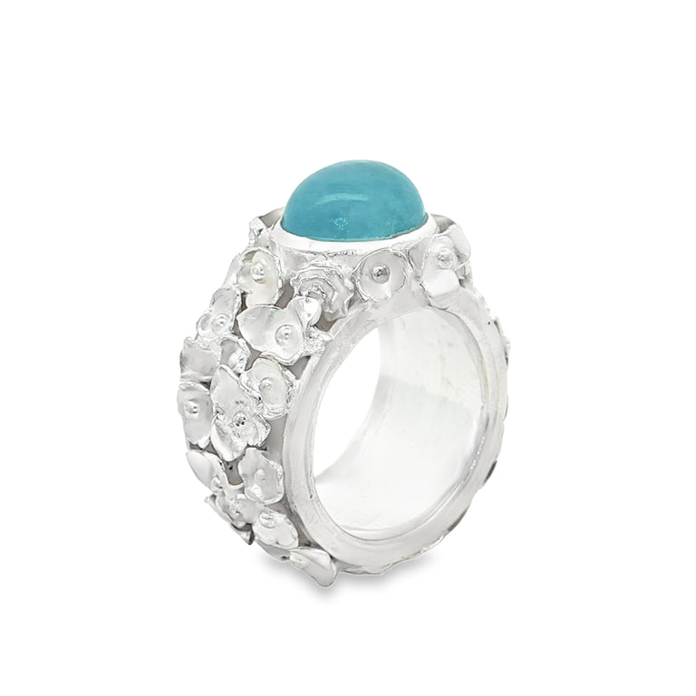 Ring FLOWERS Aquamarine 8 X 10 mm
