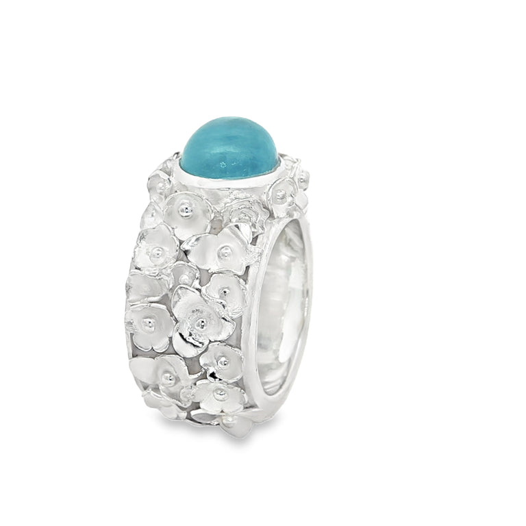 Ring FLOWERS Aquamarine 8 X 10 mm