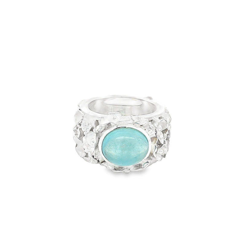 Ring FLOWERS Aquamarine 8 X 10 mm