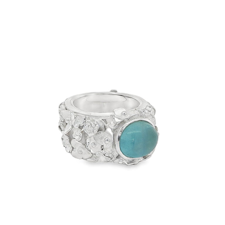Ring FLOWERS Aquamarine 8 X 10 mm
