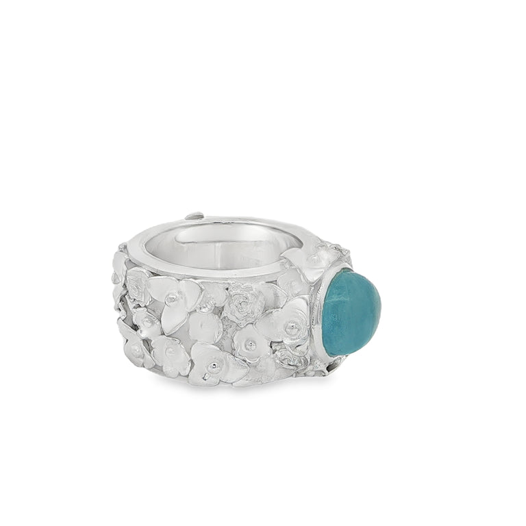 Ring FLOWERS Aquamarine 8 X 10 mm