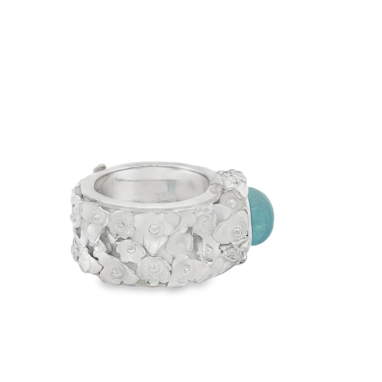 Ring FLOWERS Aquamarine 8 X 10 mm