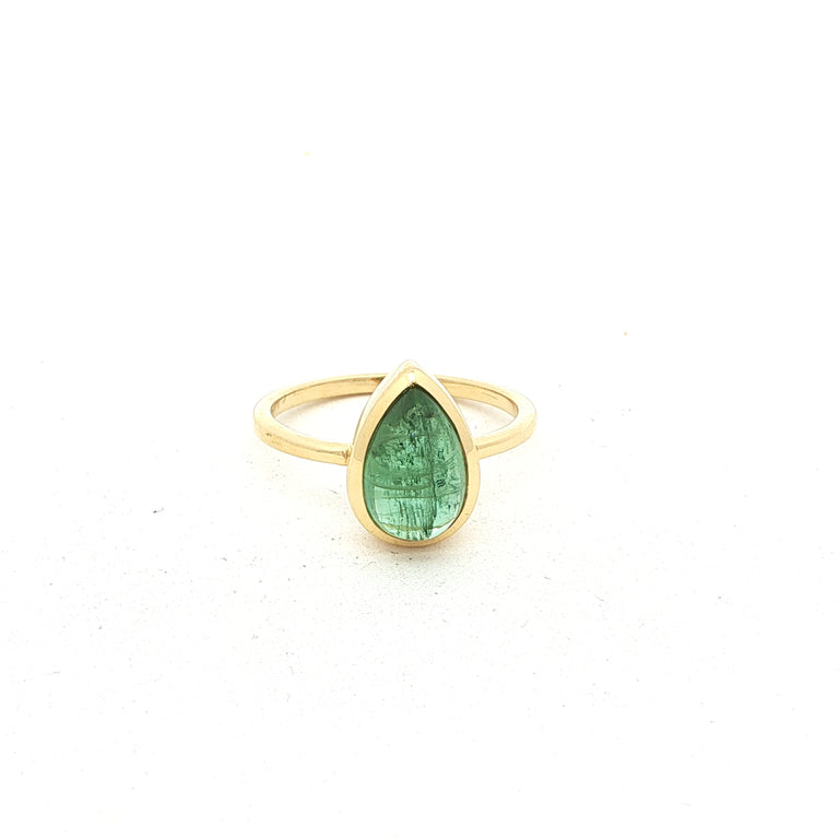 Unikate Ring  Gelb 18 Karat Gold mit grünem Turmalin