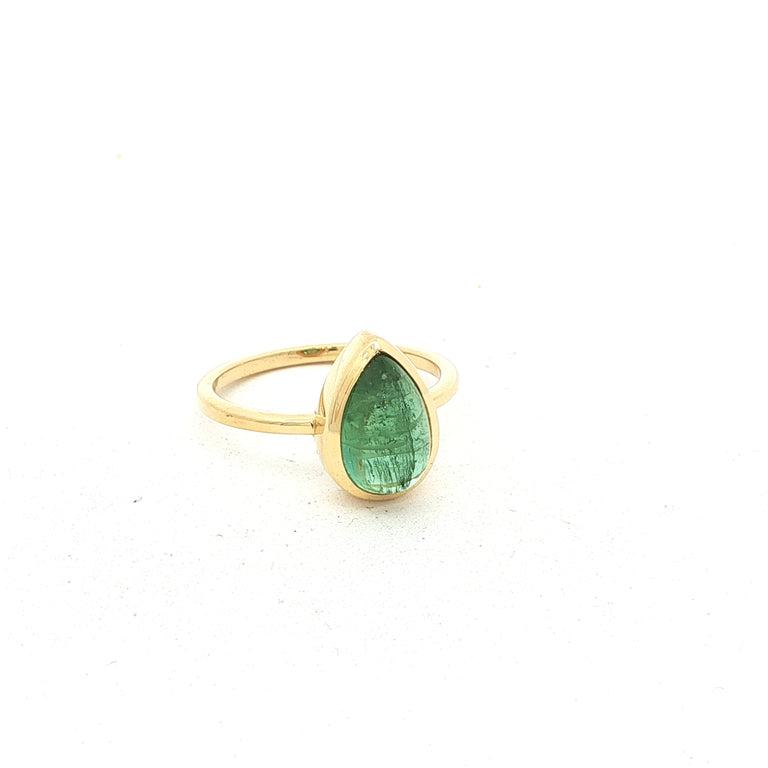 Unikate Ring  Gelb 18 Karat Gold mit grünem Turmalin