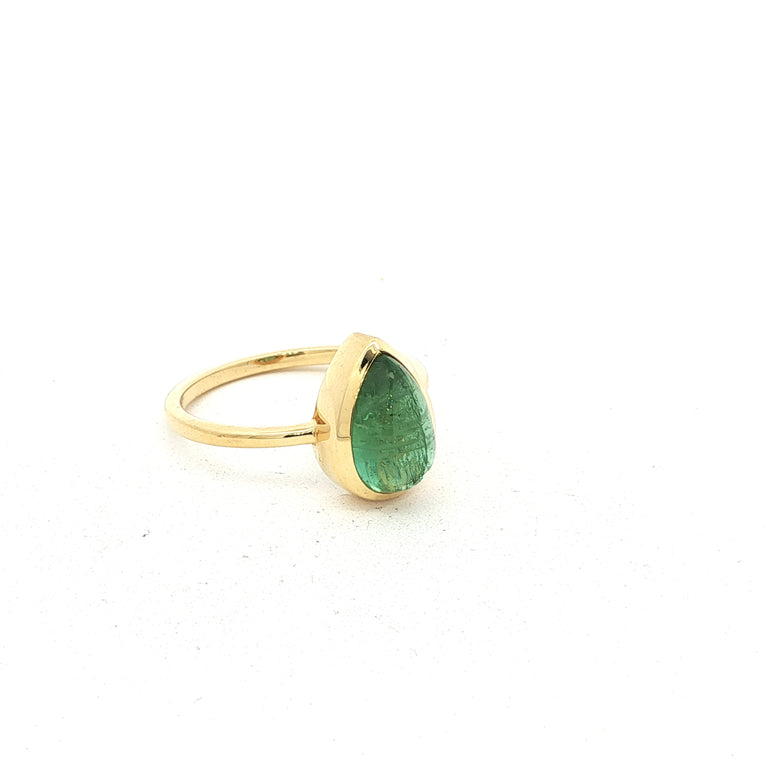 Unikate Ring  Gelb 18 Karat Gold mit grünem Turmalin