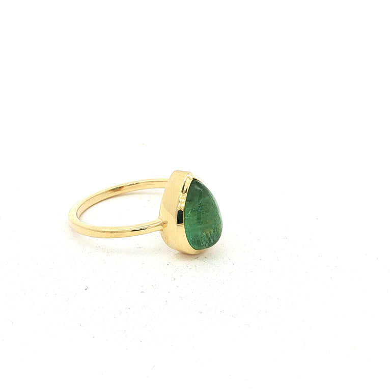 Unikate Ring  Gelb 18 Karat Gold mit grünem Turmalin