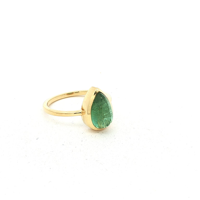 Unikate Ring  Gelb 18 Karat Gold mit grünem Turmalin