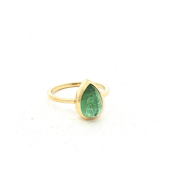 Unikate Ring  Gelb 18 Karat Gold mit grünem Turmalin