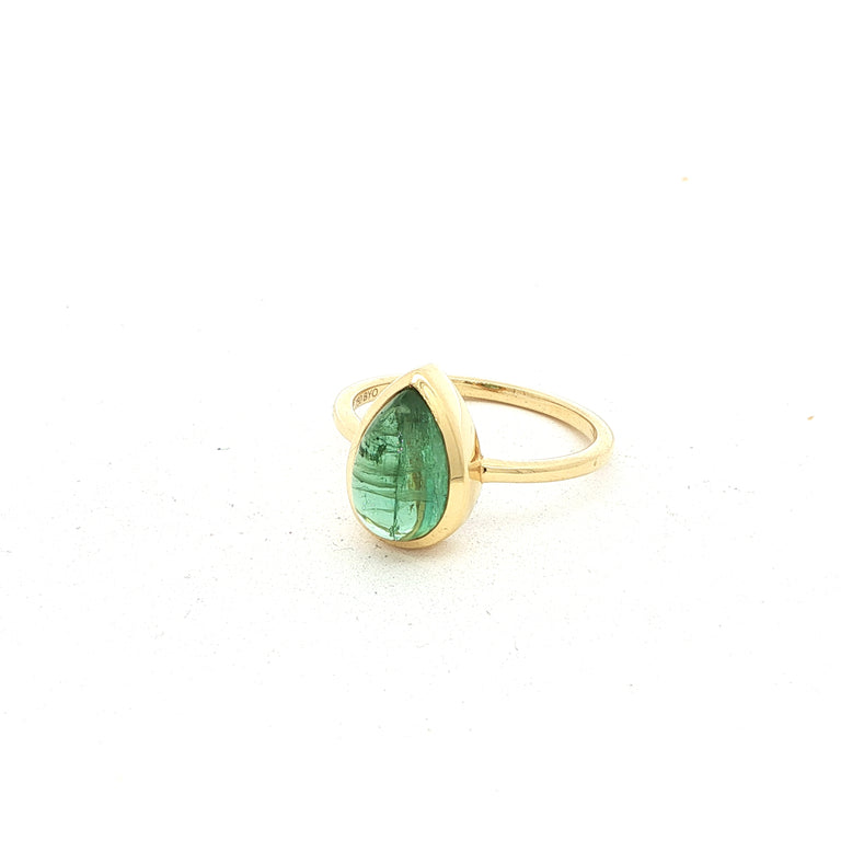 Unikate Ring  Gelb 18 Karat Gold mit grünem Turmalin