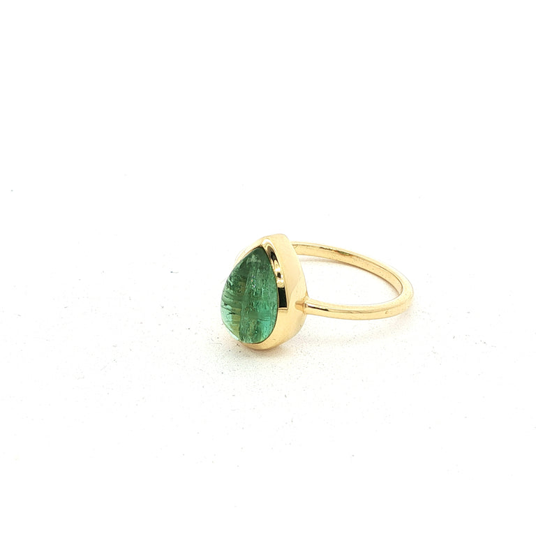 Unikate Ring  Gelb 18 Karat Gold mit grünem Turmalin