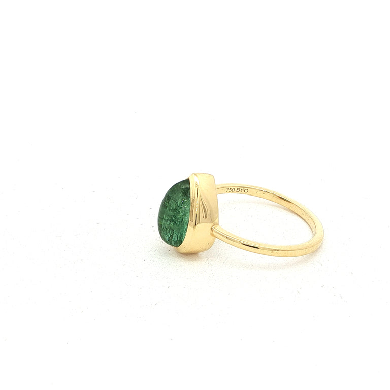 Unikate Ring  Gelb 18 Karat Gold mit grünem Turmalin