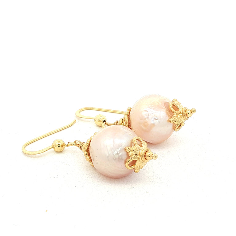 Boho-Ohrringe mit Barock-Perlen 12 mm