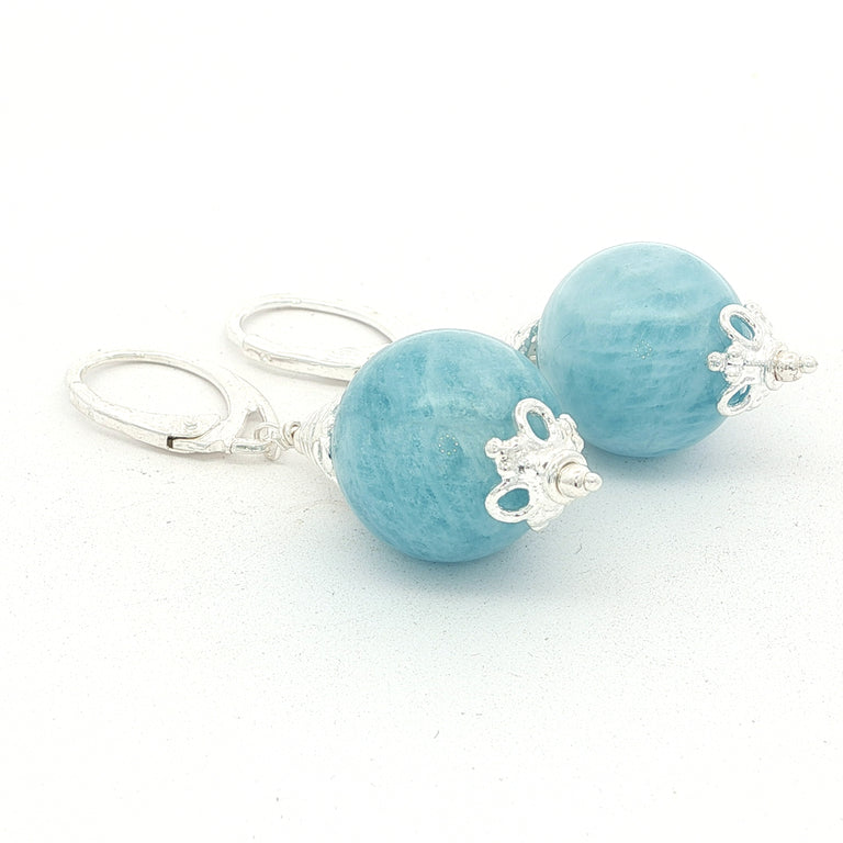 Ohrhänger mit Aquamarin 14 mm