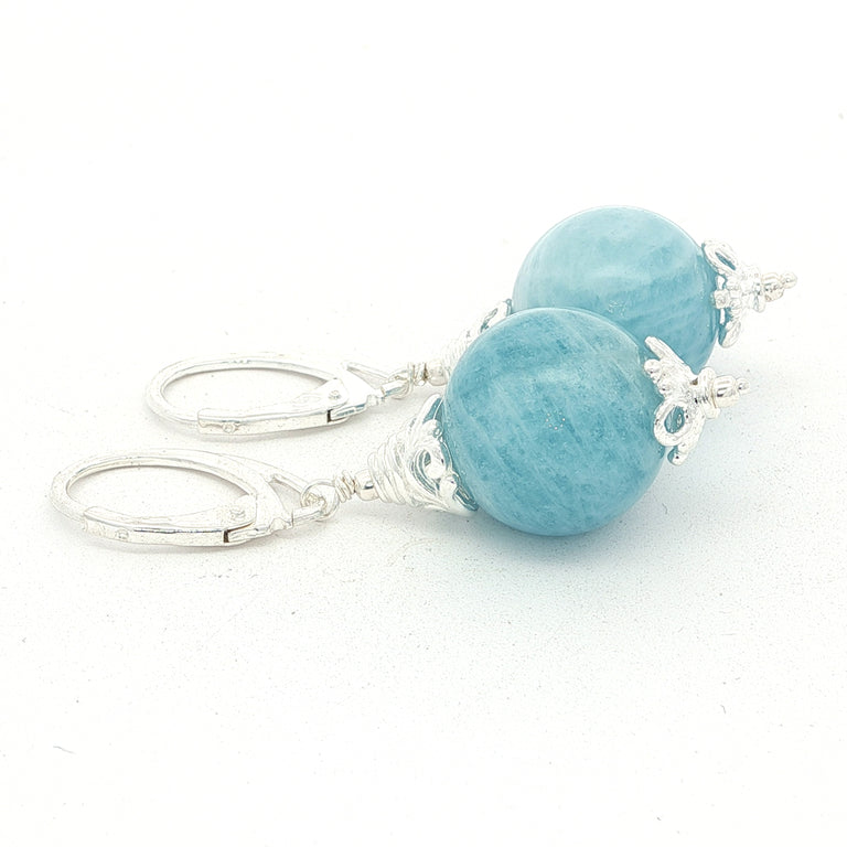 Ohrhänger mit Aquamarin 14 mm